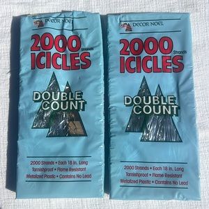 2 Vintage Christmas Icicles Packages Decor Noel 2000 Strands Holiday.